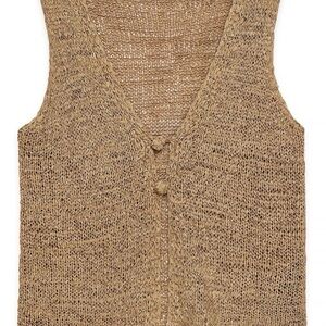 Sleeveless Knit Tank Vest in Tan